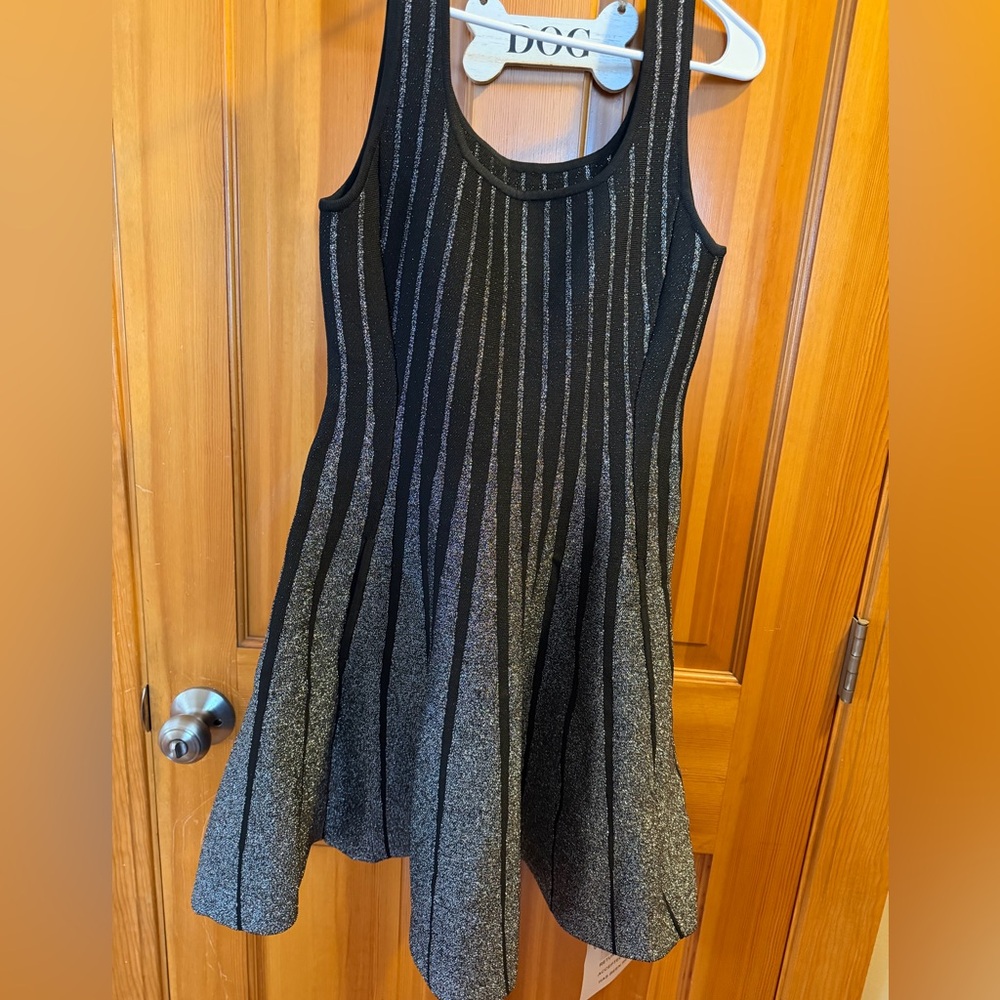 Black and Silver Striped Dress chicwish size small